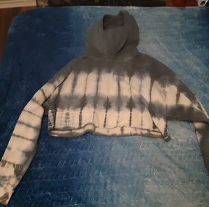 blue tie-dye cropped hoodie.